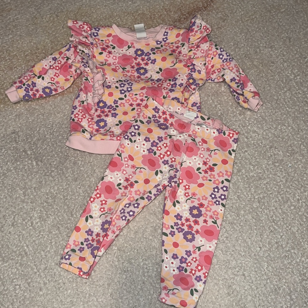 H&M Pink Floral Kids Matching Set